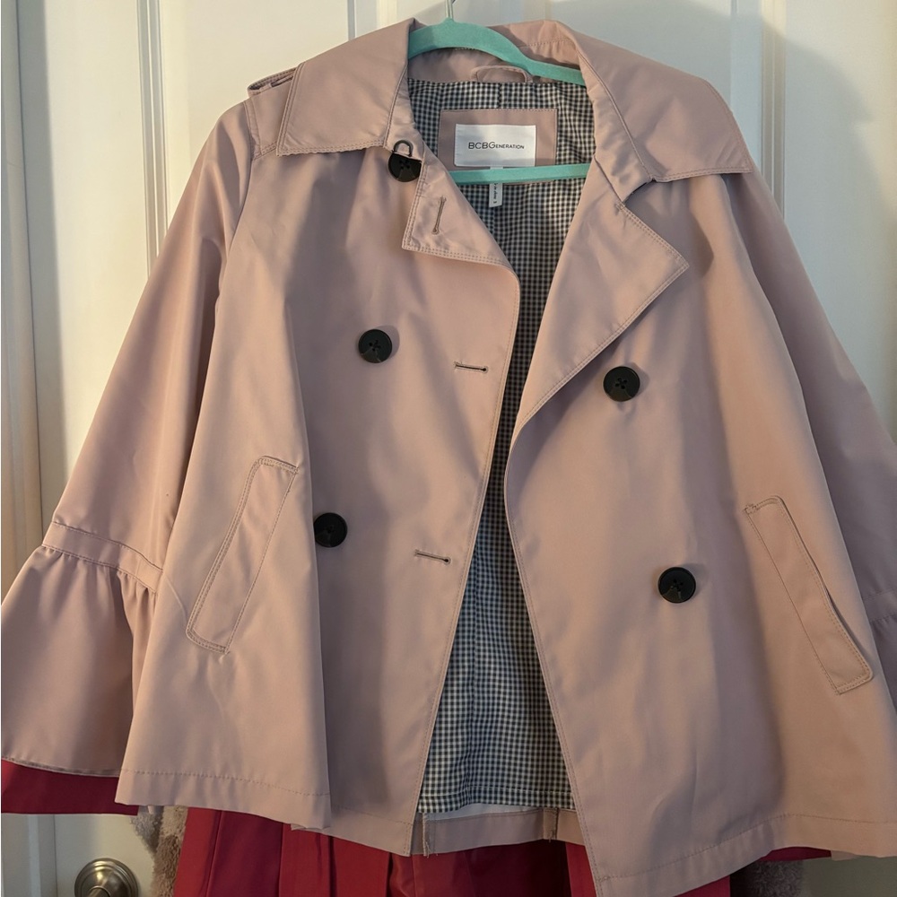 BCBGeneration Pink Trench Coat with Flared Sleeves